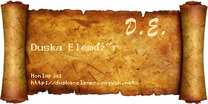 Duska Elemér névjegykártya