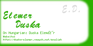 elemer duska business card